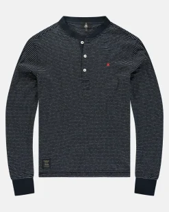 De 100% Katoenen Henley Stripe